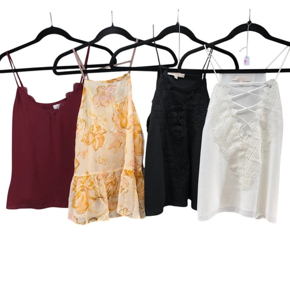 Alison Joy WAYF Tank Tops‎ Womens XS Bundle Burgundy Floral Black White Lace-Up